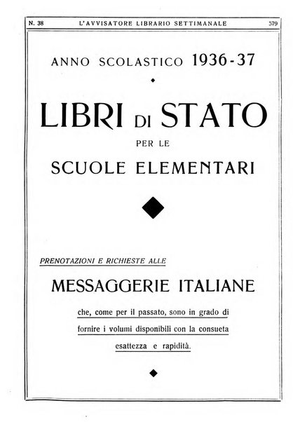 L'avvisatore librario settimanale bollettino bibliografico