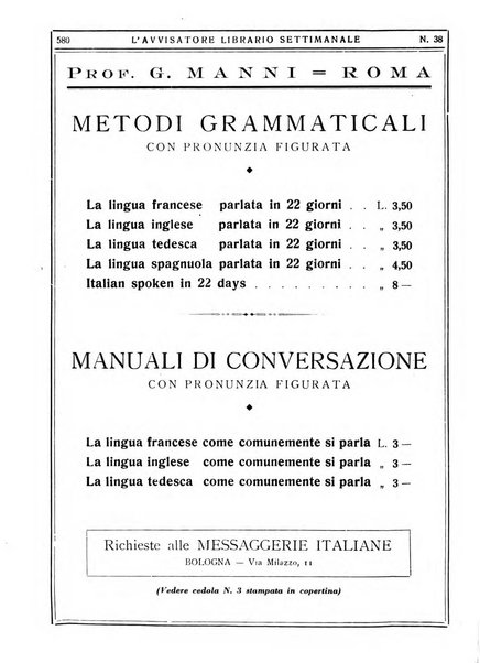 L'avvisatore librario settimanale bollettino bibliografico