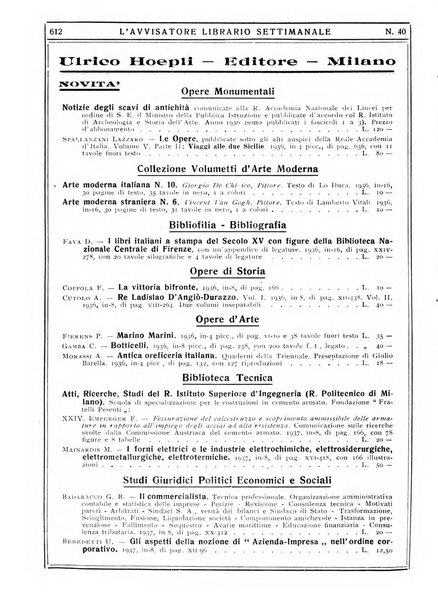 L'avvisatore librario settimanale bollettino bibliografico