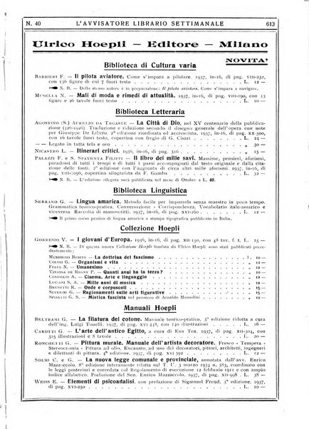 L'avvisatore librario settimanale bollettino bibliografico