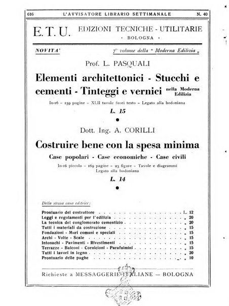 L'avvisatore librario settimanale bollettino bibliografico