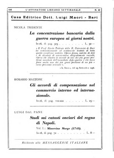 L'avvisatore librario settimanale bollettino bibliografico