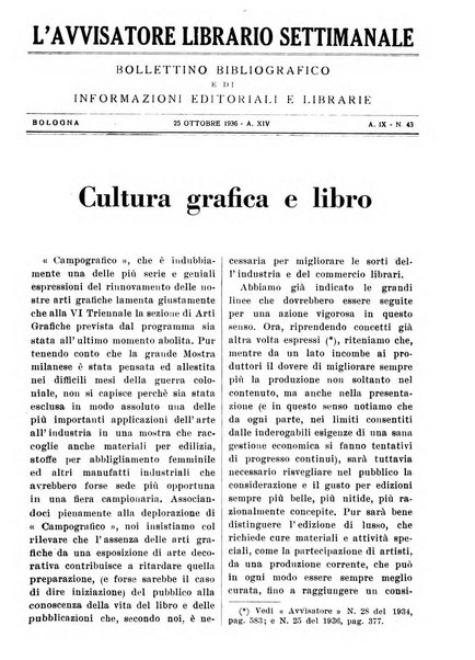 L'avvisatore librario settimanale bollettino bibliografico