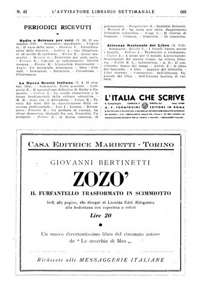 L'avvisatore librario settimanale bollettino bibliografico