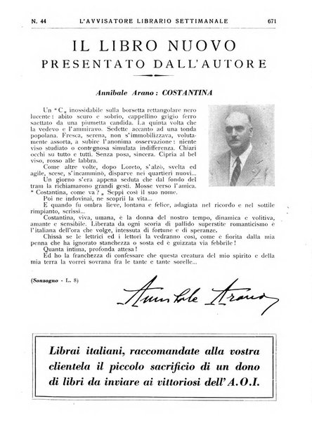 L'avvisatore librario settimanale bollettino bibliografico