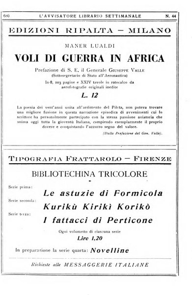 L'avvisatore librario settimanale bollettino bibliografico