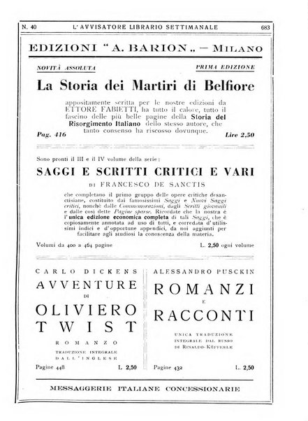 L'avvisatore librario settimanale bollettino bibliografico