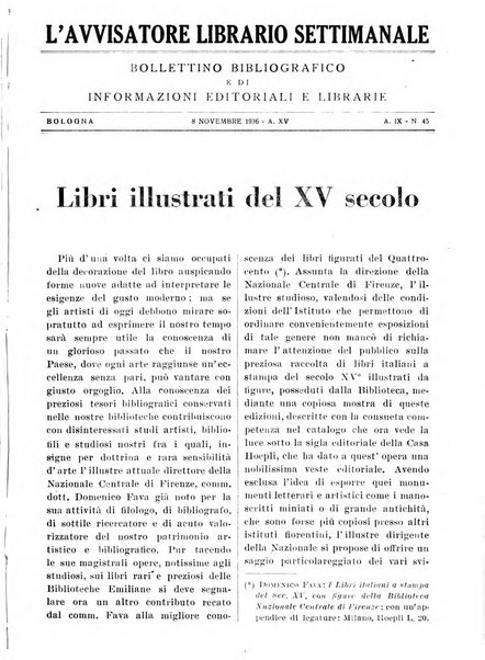 L'avvisatore librario settimanale bollettino bibliografico