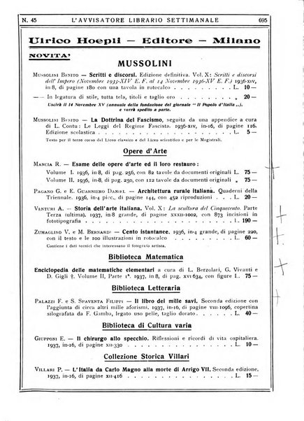 L'avvisatore librario settimanale bollettino bibliografico