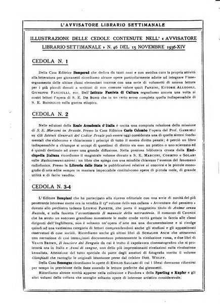 L'avvisatore librario settimanale bollettino bibliografico