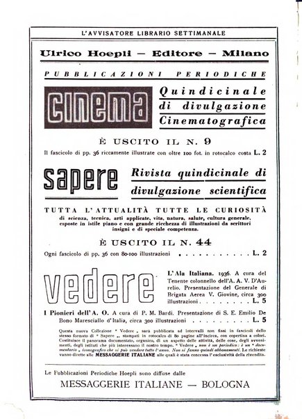 L'avvisatore librario settimanale bollettino bibliografico