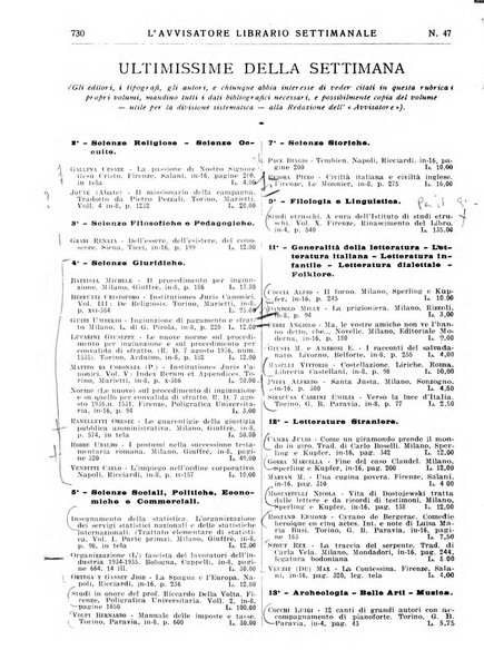 L'avvisatore librario settimanale bollettino bibliografico