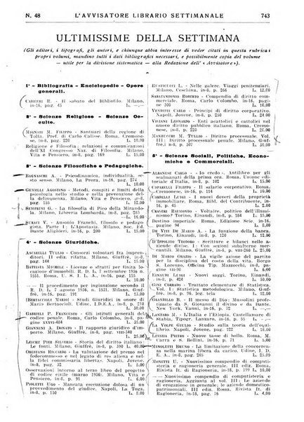 L'avvisatore librario settimanale bollettino bibliografico