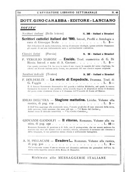 L'avvisatore librario settimanale bollettino bibliografico