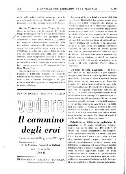 L'avvisatore librario settimanale bollettino bibliografico