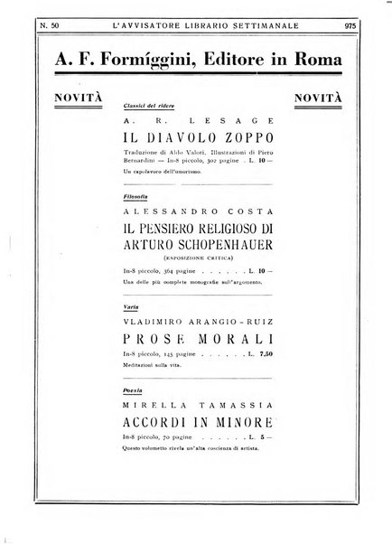 L'avvisatore librario settimanale bollettino bibliografico