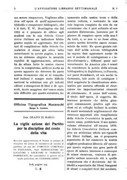 L'avvisatore librario settimanale bollettino bibliografico