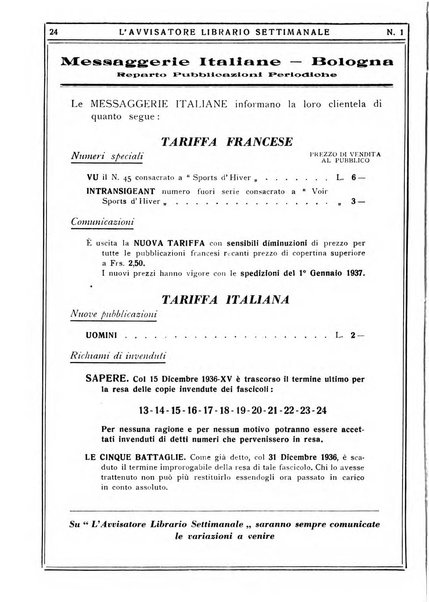 L'avvisatore librario settimanale bollettino bibliografico