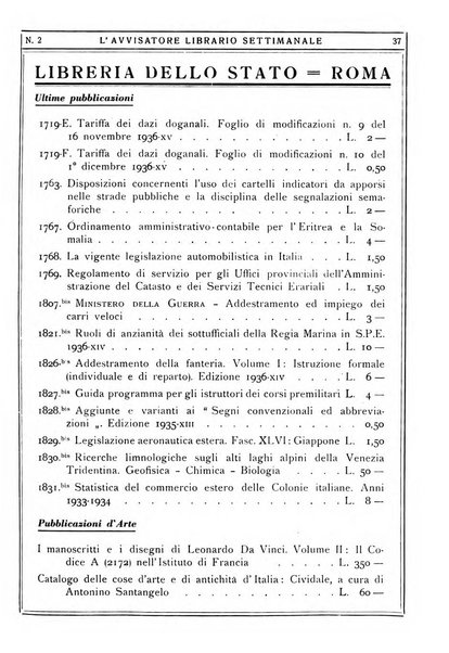 L'avvisatore librario settimanale bollettino bibliografico