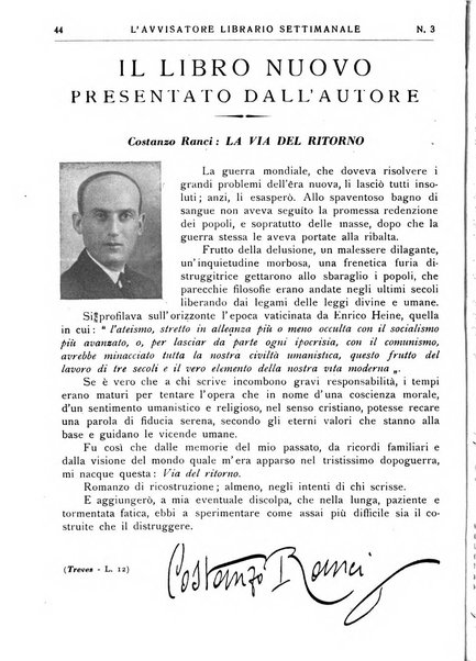 L'avvisatore librario settimanale bollettino bibliografico