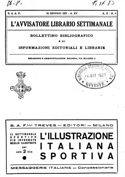 L'avvisatore librario settimanale bollettino bibliografico