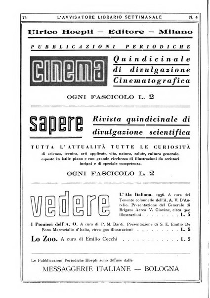 L'avvisatore librario settimanale bollettino bibliografico