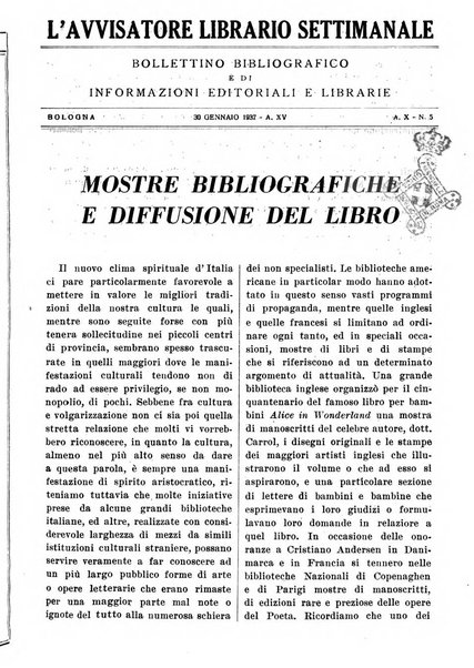 L'avvisatore librario settimanale bollettino bibliografico