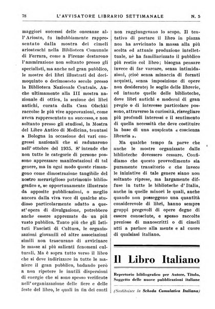 L'avvisatore librario settimanale bollettino bibliografico