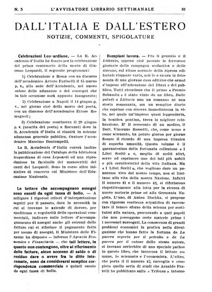 L'avvisatore librario settimanale bollettino bibliografico