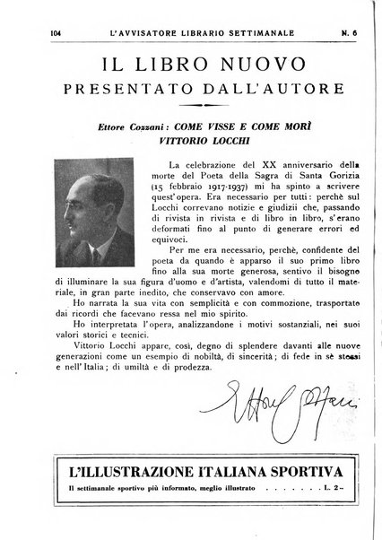 L'avvisatore librario settimanale bollettino bibliografico