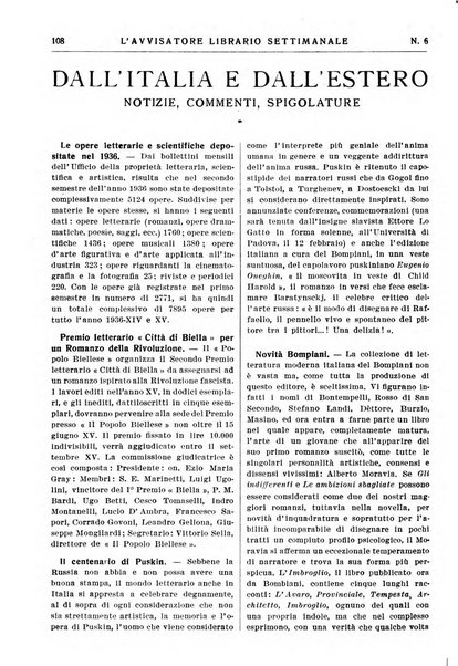 L'avvisatore librario settimanale bollettino bibliografico