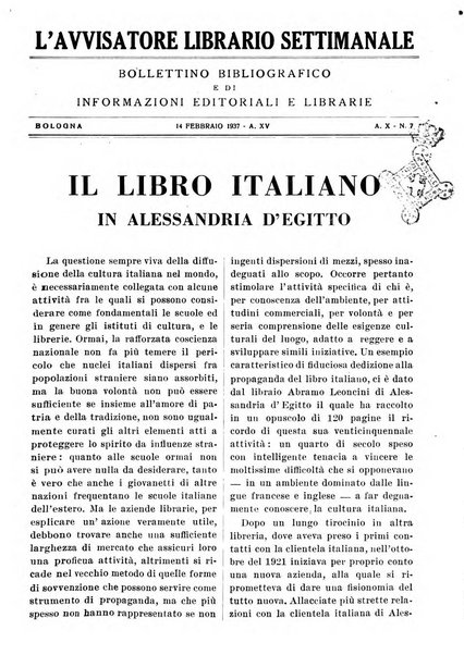 L'avvisatore librario settimanale bollettino bibliografico