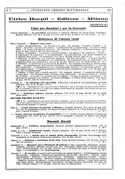 L'avvisatore librario settimanale bollettino bibliografico