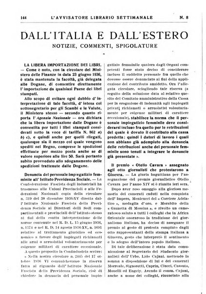 L'avvisatore librario settimanale bollettino bibliografico