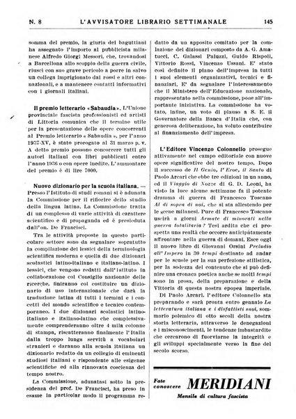 L'avvisatore librario settimanale bollettino bibliografico