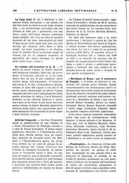 L'avvisatore librario settimanale bollettino bibliografico