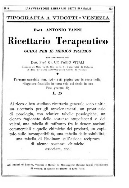 L'avvisatore librario settimanale bollettino bibliografico