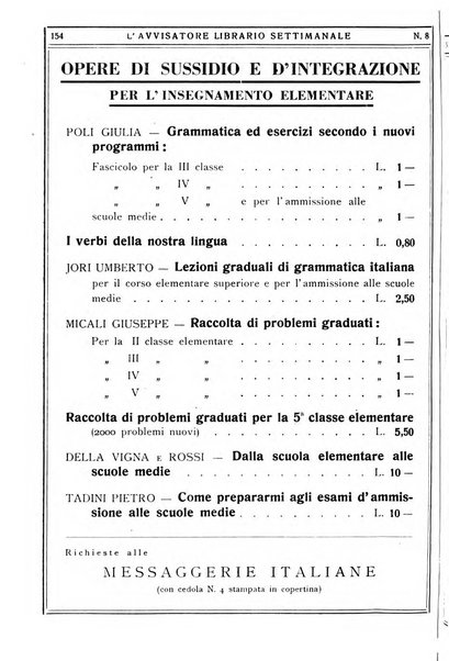 L'avvisatore librario settimanale bollettino bibliografico