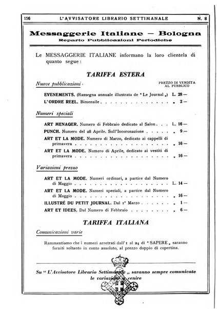 L'avvisatore librario settimanale bollettino bibliografico