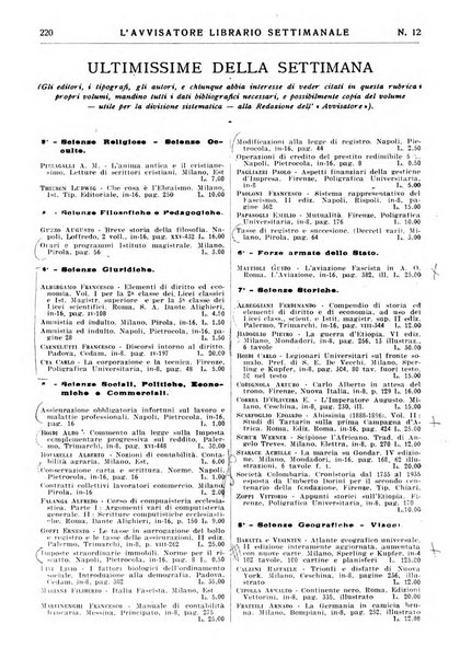 L'avvisatore librario settimanale bollettino bibliografico