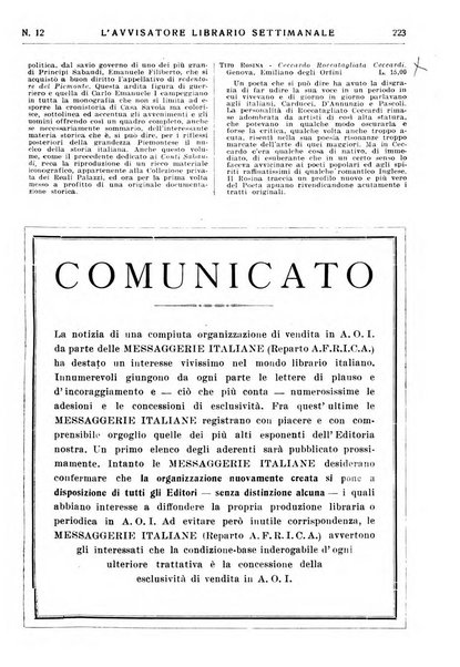 L'avvisatore librario settimanale bollettino bibliografico