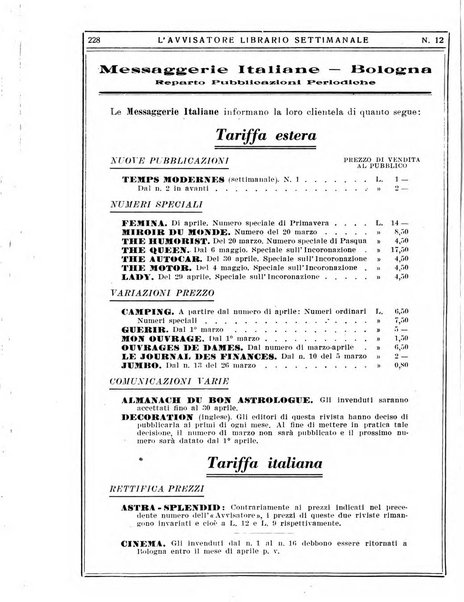 L'avvisatore librario settimanale bollettino bibliografico