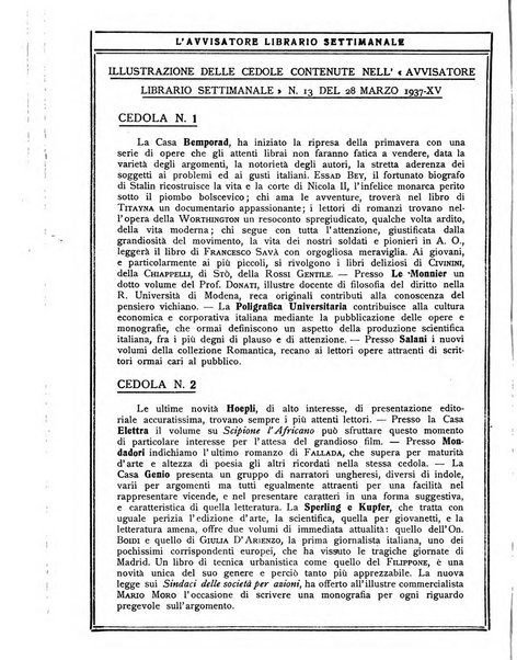 L'avvisatore librario settimanale bollettino bibliografico