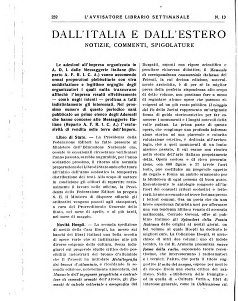 L'avvisatore librario settimanale bollettino bibliografico