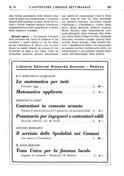 L'avvisatore librario settimanale bollettino bibliografico