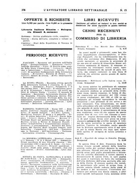 L'avvisatore librario settimanale bollettino bibliografico