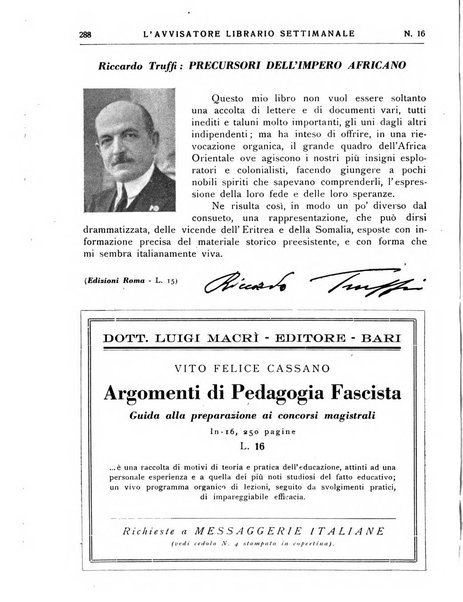 L'avvisatore librario settimanale bollettino bibliografico