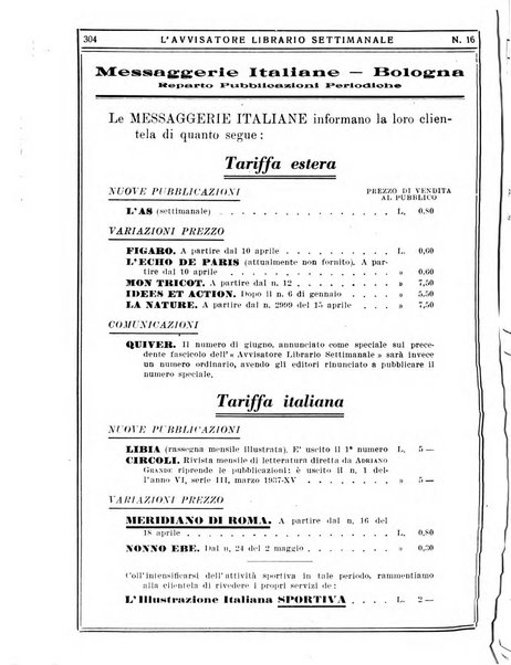 L'avvisatore librario settimanale bollettino bibliografico