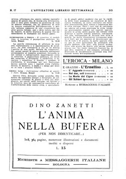 L'avvisatore librario settimanale bollettino bibliografico