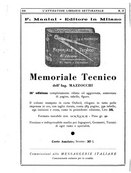 L'avvisatore librario settimanale bollettino bibliografico